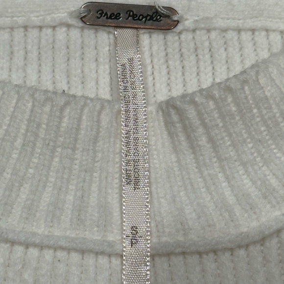 Free People Easy Street Tunic Womens S White Oversized  Ribbed Sweater Pullover - Picture 3 of 11